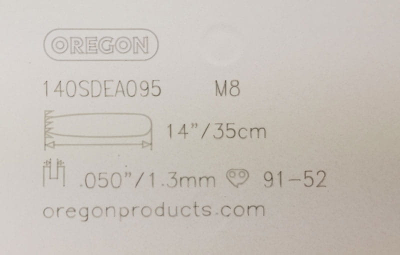 Oznaczenia na prowadnicy Oregon 140SDEA095